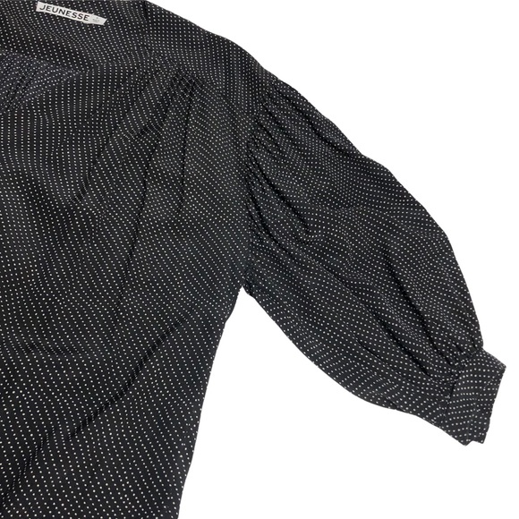 Jeunesse Francoise Poet Blouse Top Women's Silk Black Polka Dot - Picture 12 of 15
